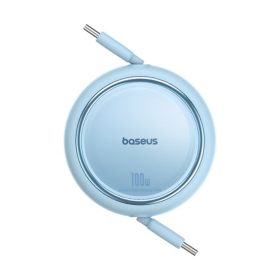   Baseus Free2Draw Mini USB Type-C, 100W automata behúzós gyorstöltő adatkábel, 1m, kék