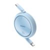 Baseus Free2Draw Mini USB Type-C, 100W automata behúzós gyorstöltő adatkábel, 1m, kék