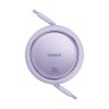 Baseus Free2Draw Mini USB Type-C, 100W automata behúzós gyorstöltő adatkábel, 1m, lila