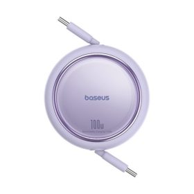   Baseus Free2Draw Mini USB Type-C, 100W automata behúzós gyorstöltő adatkábel, 1m, lila