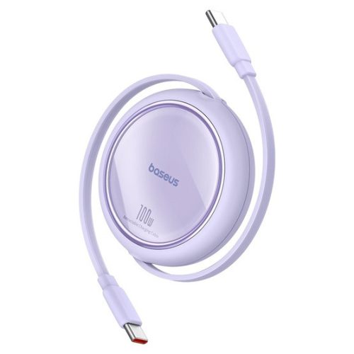 Baseus Free2Draw Mini USB Type-C, 100W automata behúzós gyorstöltő adatkábel, 1m, lila