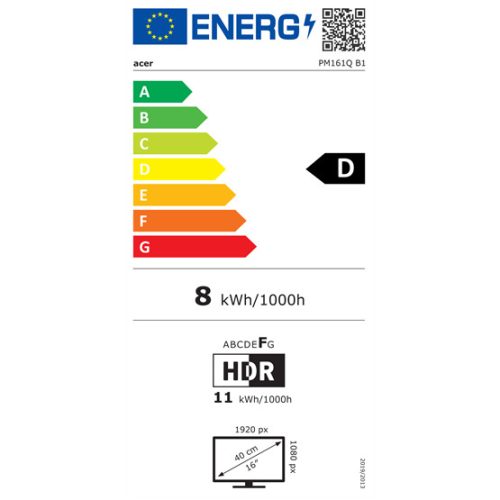 Acer 15,6" PM161QB1bmiuux ZeroFrame FreeSync - IPS - 60Hz |2 év garancia|