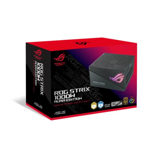 Asus ROG Strix Aura Edition1000W  - ROG-STRIX-1000G-AURA-GAMING - 80+ Gold - ATX 3.1 - Moduláris - fekete tápegység