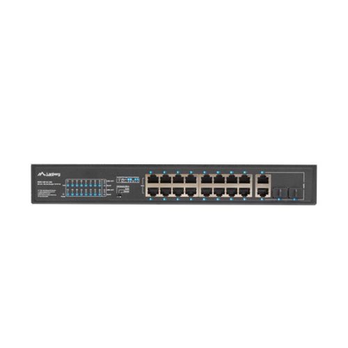 Lanberg Switch menedzsment nélküli, 16x 100Mb PoE+/ 2x 1GB/1X SFP, rackes (250W)