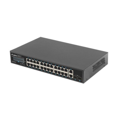 Lanberg Switch 24x 1GbE PoE+/ 2x GbE/ 2 SFP ,19" rackes (360W) 