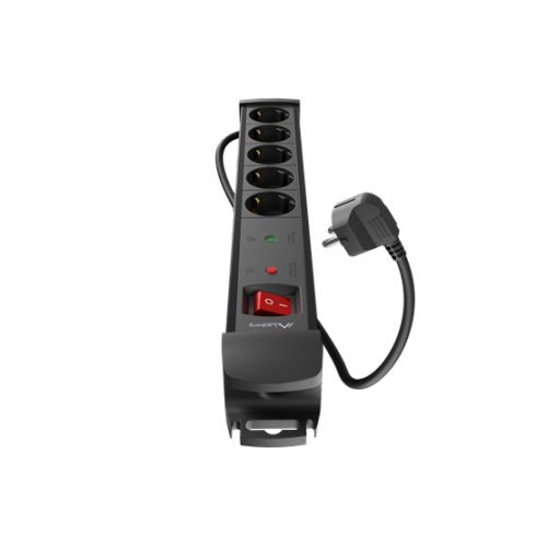 Lanberg Túlfeszültség védő elosztó, 5x Schuko aljzat, 1.5 m, fekete