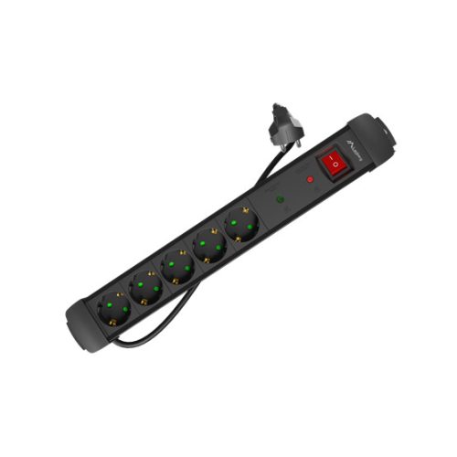 Lanberg Túlfeszültség védő elosztó, 5x Schuko aljzat, 1.5 m, fekete