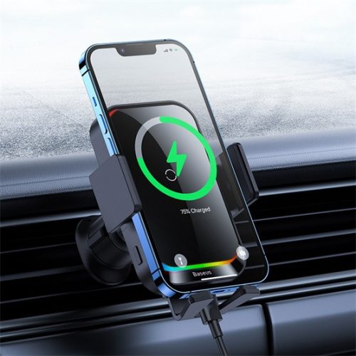 Baseus Halo Electric szellőzőrácsra rögzíthető vezeték nélküli autós telefon gyorstöltő és tartó