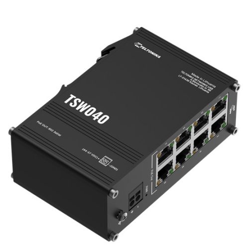 Teltonika 8 portos nem menedzselhető PoE switch, 240W, DIN sín