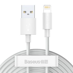   Baseus Simple Wisdom USB Type-A – iPhone, 2.4A gyorstöltő adatkábel készlet, 1.5m, fehér 