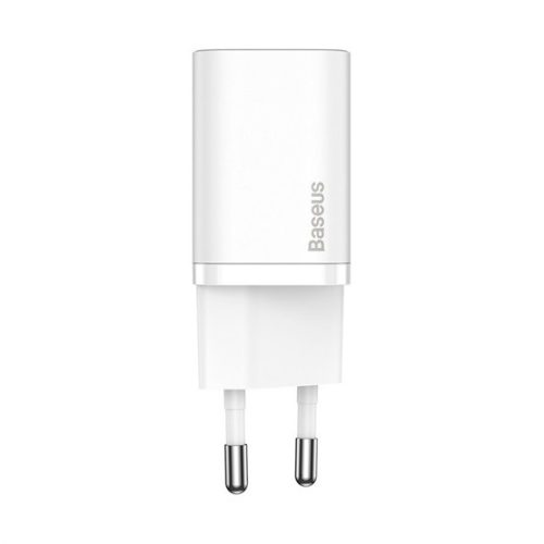 Baseus Super Si hálózati gyorstöltő 20W, USB Type-C, fehér + 20W USB Type-C – iPhone 1m kábel