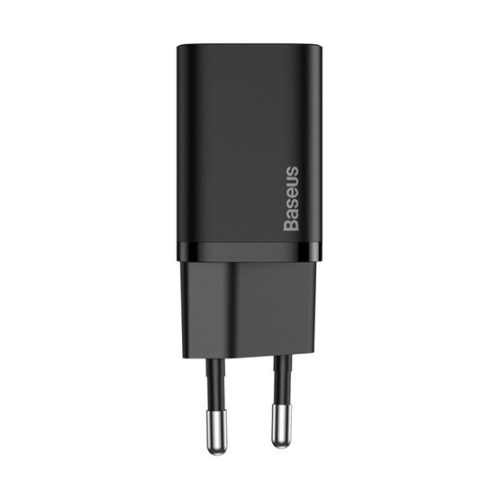 Baseus Super Si hálózati gyorstöltő 25W, USB Type-C, fekete + 3A USB Type-C, 1m kábel
