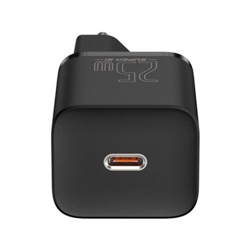 Baseus Super Si hálózati gyorstöltő 25W, USB Type-C, fekete + 3A USB Type-C, 1m kábel