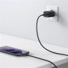 Baseus Super Si hálózati gyorstöltő 25W, USB Type-C, fekete + 3A USB Type-C, 1m kábel