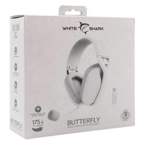 White Shark GH-2442W BUTTERFLY vezeték nélküli gamer fejhallgató mikrofonnal - fehér