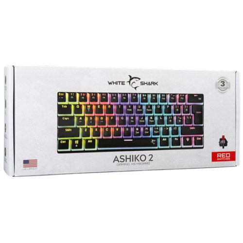 White Shark GK-2202-2B/R-US ASHIKO-2 vezetékes mechanikus gamer billentyűzet - fekete - US