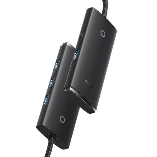 HUB Baseus Lite 4-Port USB Type-A HUB dokkoló állomás, 25 cm, fekete
