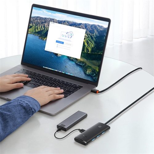 Baseus Lite 4-Port USB Type-A HUB dokkoló állomás, 2m, fekete