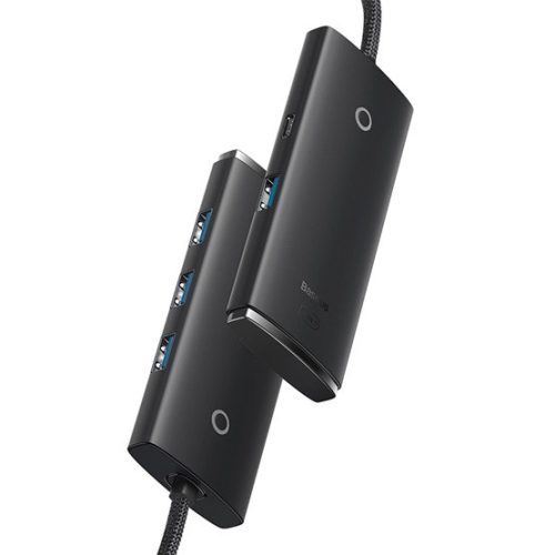 HUB Baseus Lite 4-Port USB Type-C HUB dokkoló állomás, 25 cm, fekete
