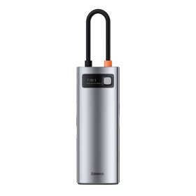   Baseus Metal Gleam 7-in-1 USB Type-C HUB dokkoló állomás, szürke