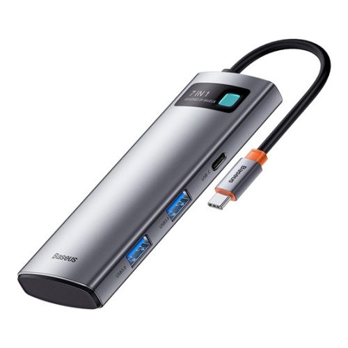 Baseus Metal Gleam 7-in-1 USB Type-C HUB dokkoló állomás, szürke
