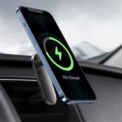 Baseus Big Energy Magnetic szellőzőrácsra, műszerfalra rögzíthető, vezeték nélküli autós telefon töltő és tartó, fekete